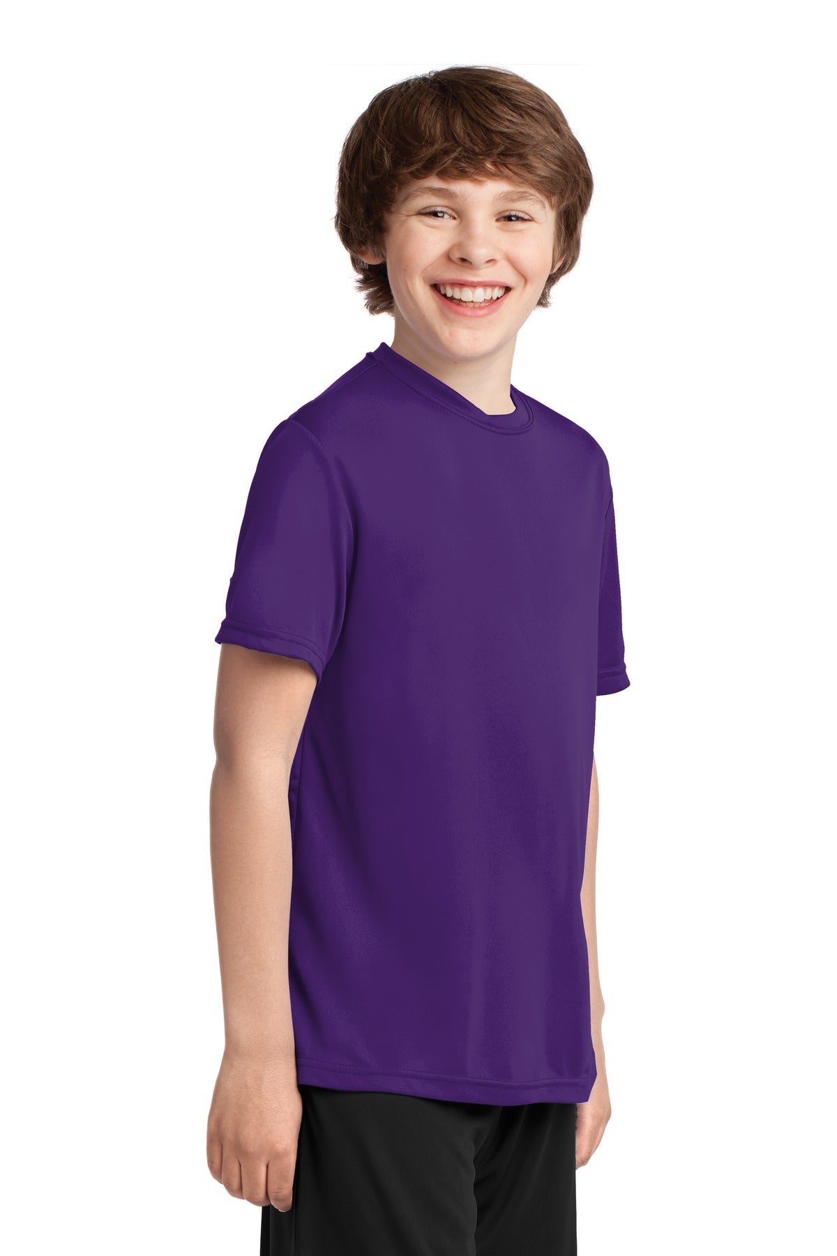Team Purple Port & Co Youth Performance Tee. PC380Y