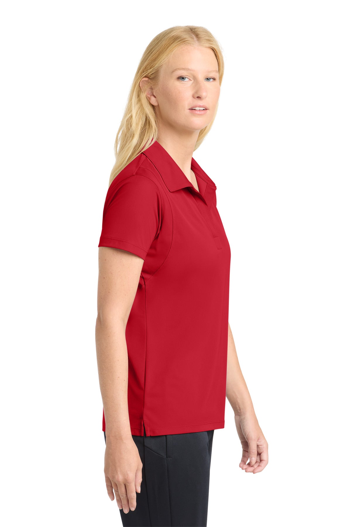 True Red Sport-Tek Women's Micropique Sport-Wick Polo. LST650