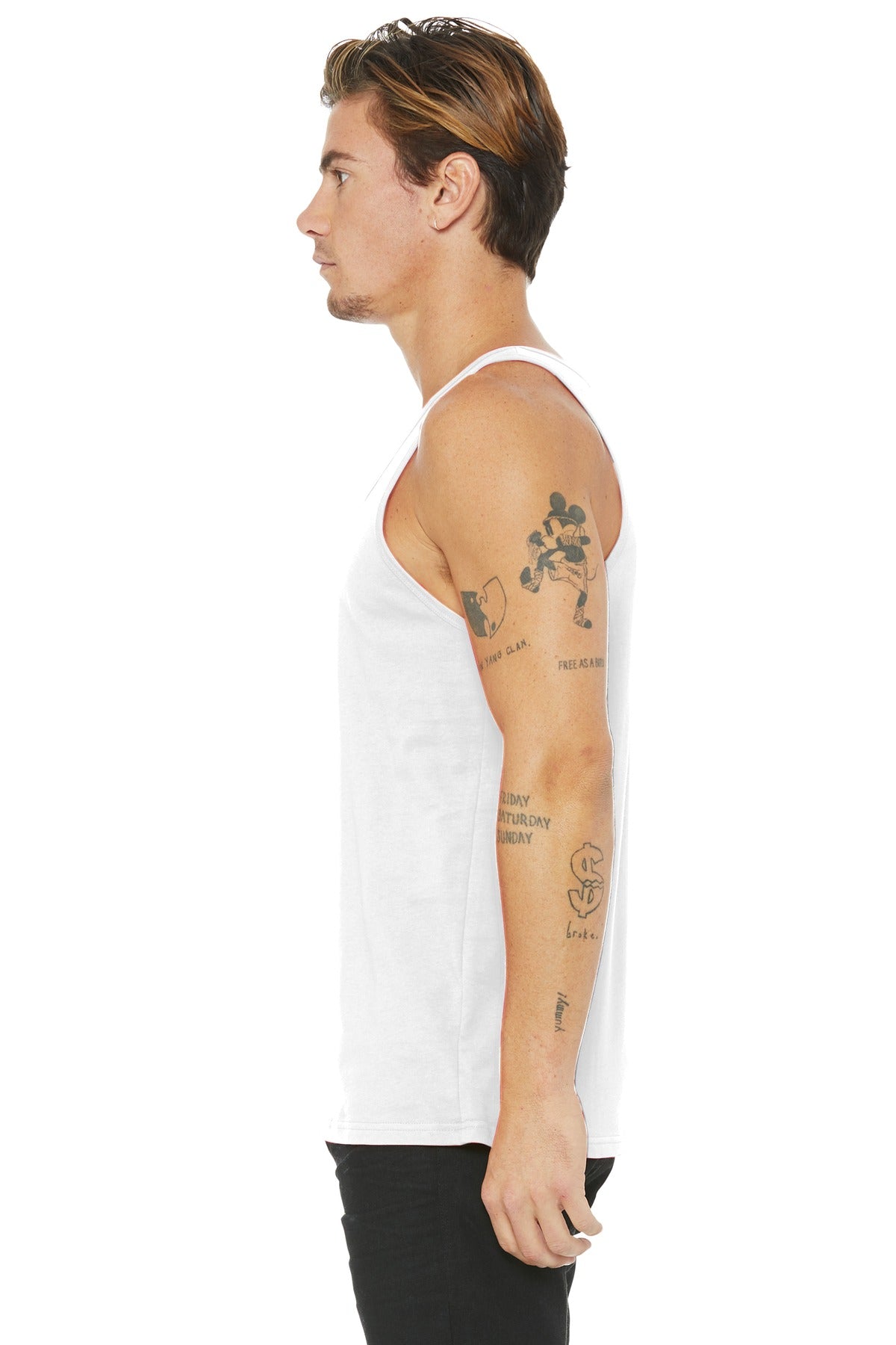 White BELLA+CANVAS Unisex Jersey Tank. BC3480