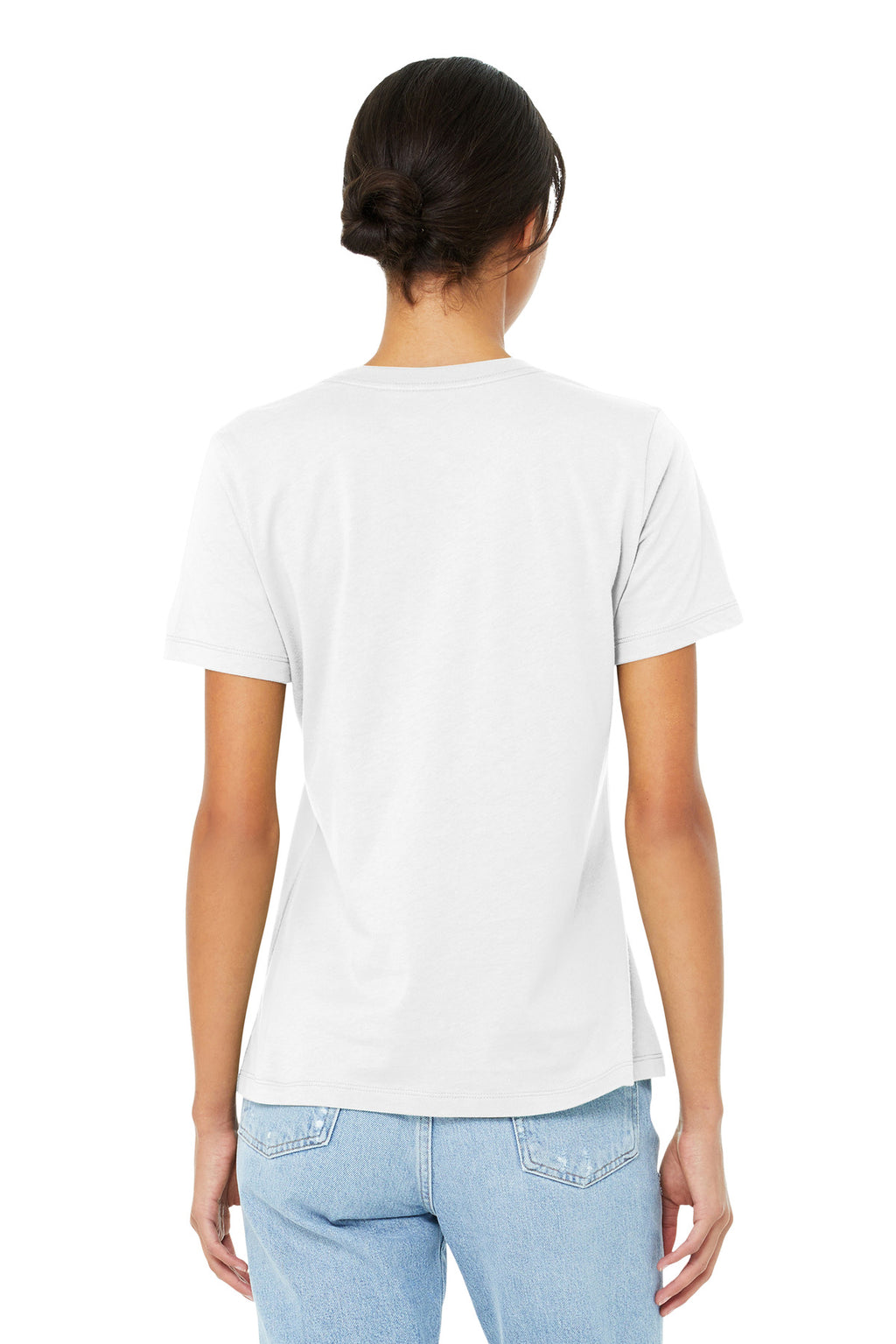 White BELLA+CANVAS Women's Relaxed Jersey Short Sleeve Tee. BC6400