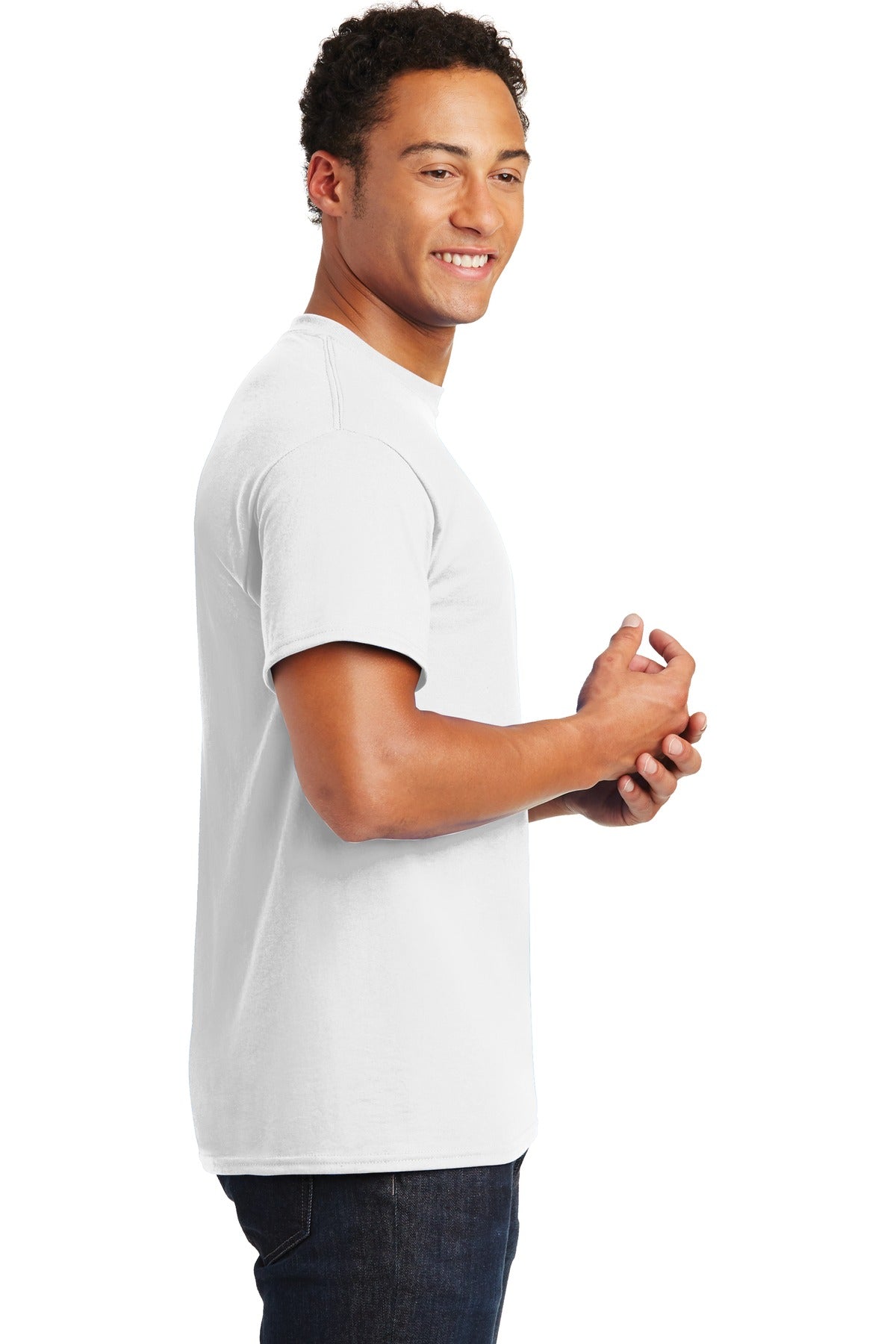 White Gildan DryBlend 50 Cotton/50 Poly T-Shirt. 8000