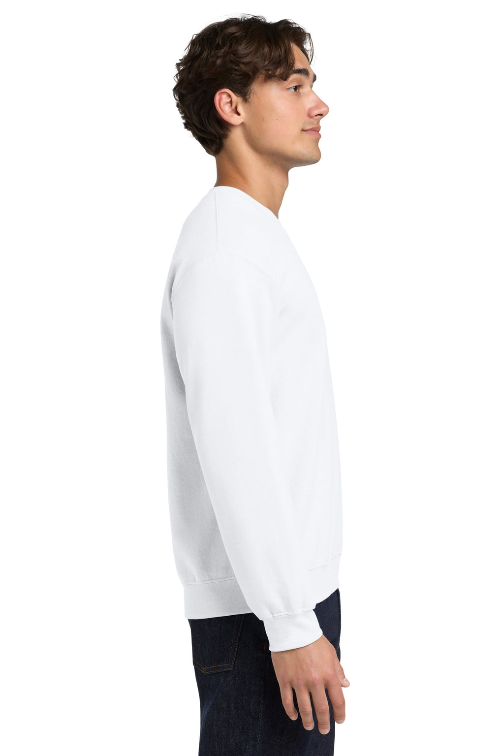 White Gildan Heavy Blend Crewneck Sweatshirt. 18000