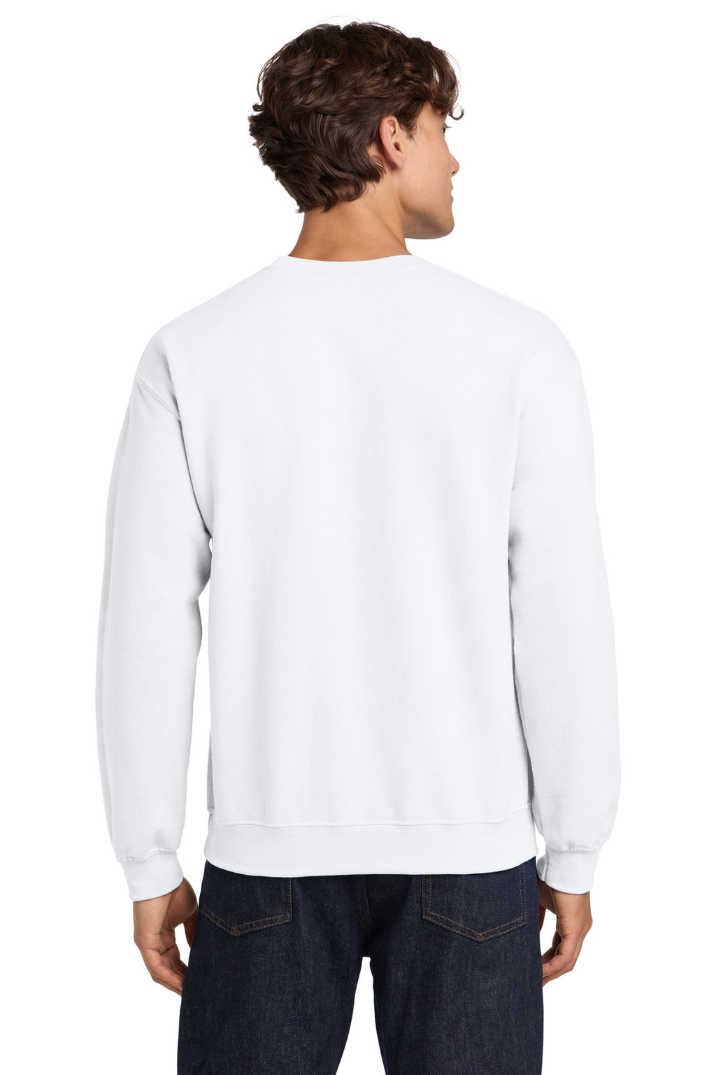 White Gildan Heavy Blend Crewneck Sweatshirt. 18000