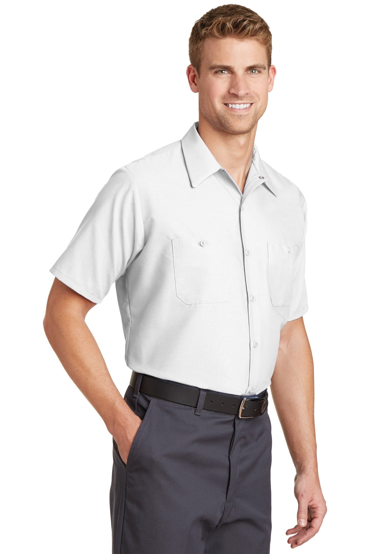 White Red Kap Short Sleeve Industrial Work Shirt. SP24