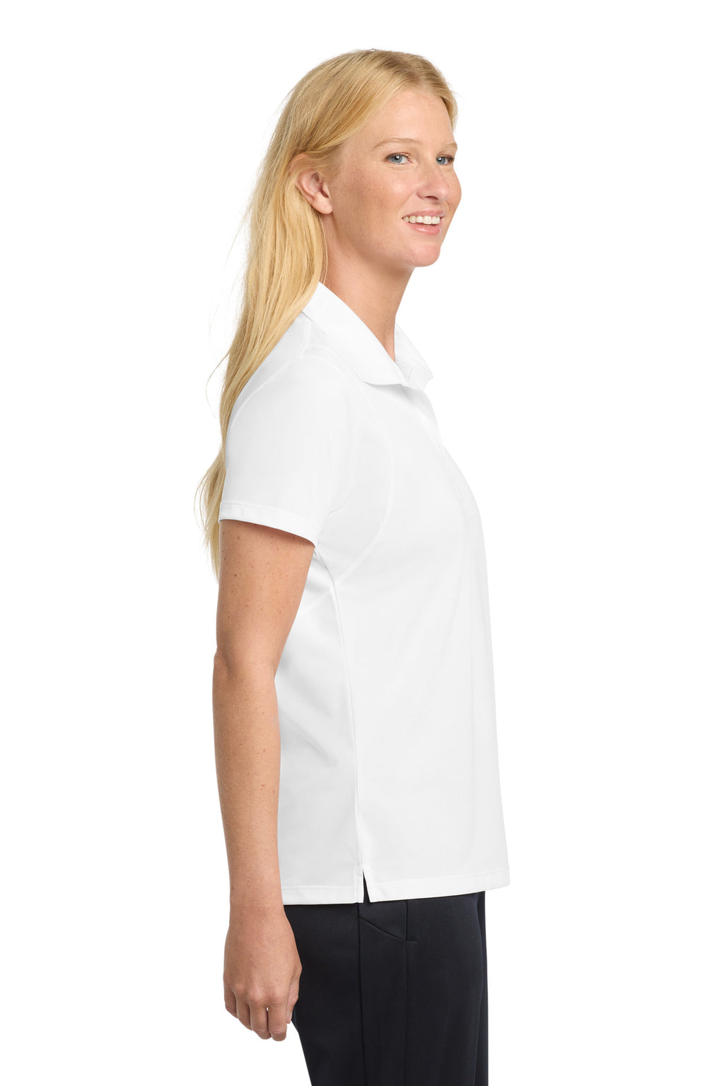 White Sport-Tek Women's Micropique Sport-Wick Polo. LST650